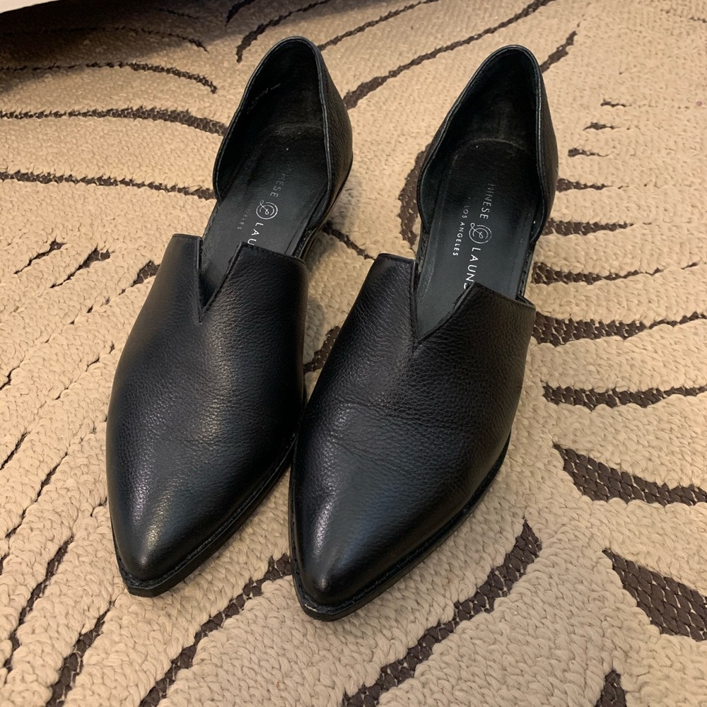 Black leather Chinese Laundry heels 8.5